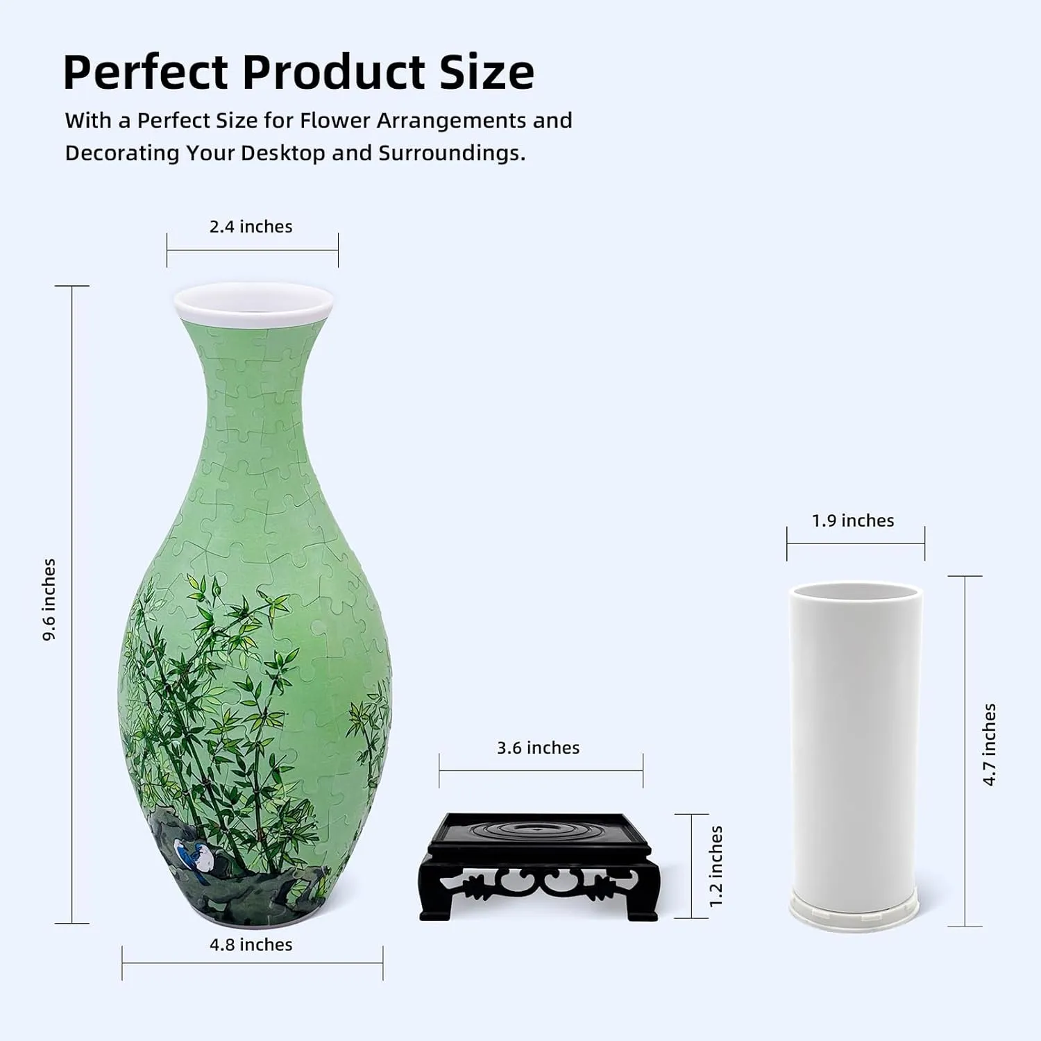 3D Puzzle Vase Compatible with Lego Flowers,160-Piece Unique Flower Vase for Adults, DIY Bamboo Plant Vase Set for Home & Office Decor, Building Sets