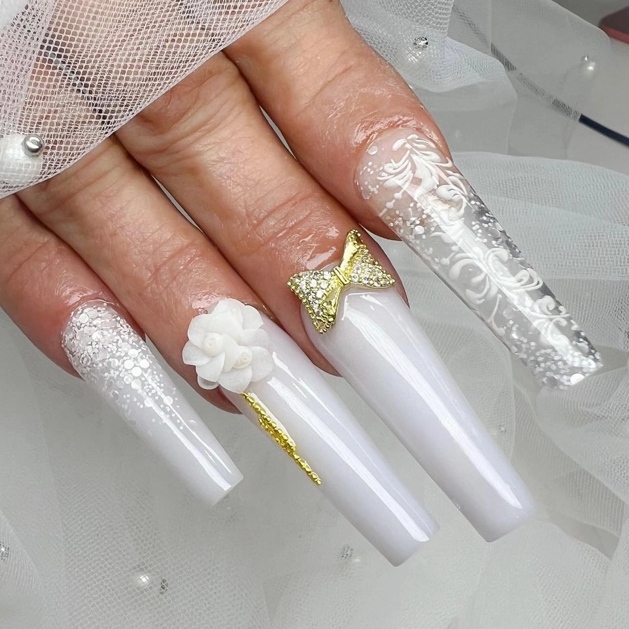 3D Rose Acrylic Flowers Charms Handmade by Acrylic Powder - Short & Medium Size Set 24 Pcs 3D Flower Nails Art | Exquisite Floral Accents for Crafts and Designs Salo Deco (3 Roses)