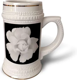 3dRose 22oz Stein Mug - A macro photograph of a St. Tropez rose in black and white. Stamp City - flowers