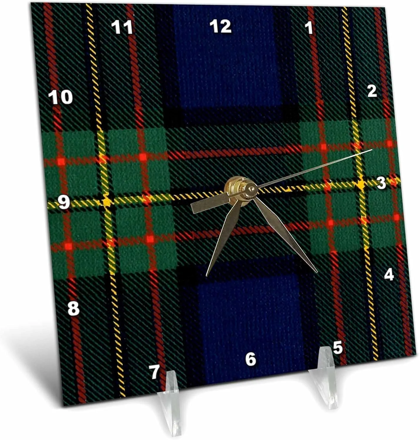 3dRose 6x6 Desk Clock - Image of Maclaren Clan Kilt Scottish Tartan Plaid Pattern Patterns- Tartan and Plaid