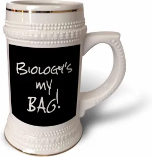 3dRose Biology is my Bag. Biologist teacher researcher science student text - Stein Mug, 18oz , 22oz, White
