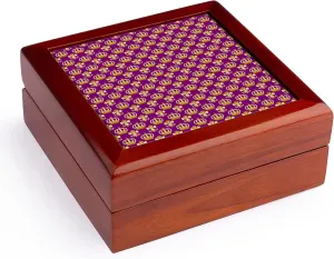 3dRose Gold Crown and Fleur de lis on Royal Purple background, Jewelry Box jb-28716-1