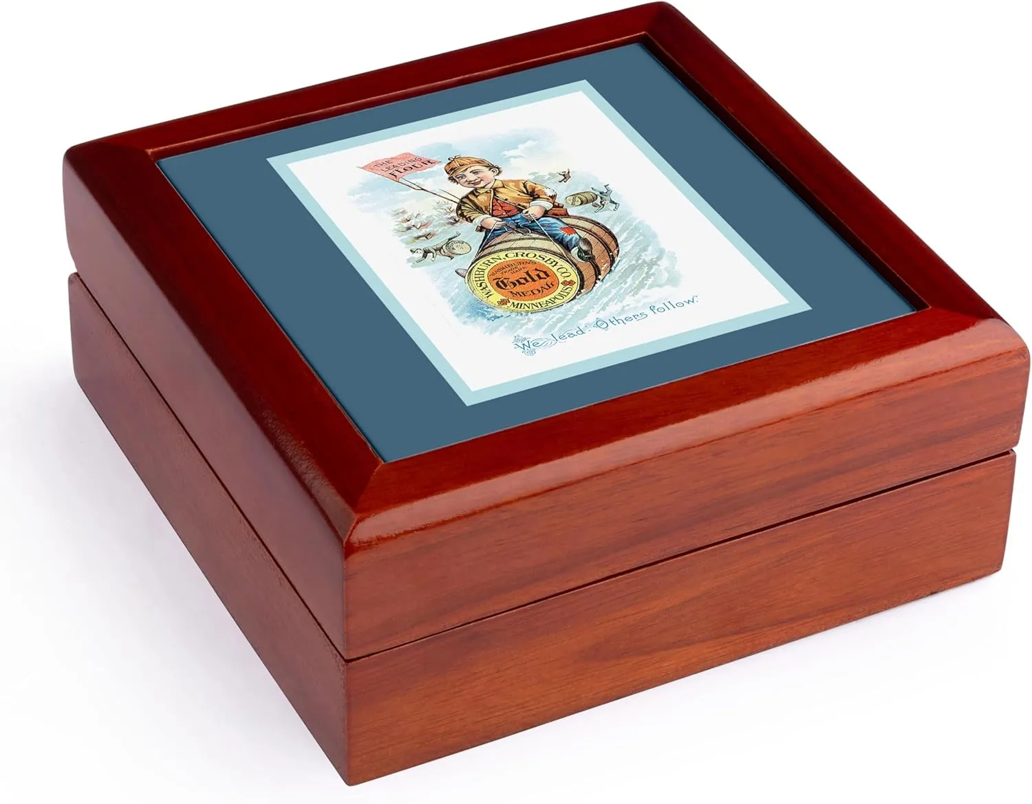 3dRose Gold Medal Flour, The Leading Flour Boy Sledding on a Barrel, Jewelry Box jb-169587-1
