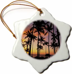 3dRose orn_89681_1 Sunset Kapalua Maui Hawai US12 DPB1127 Douglas Peebles Snowflake Porcelain Ornament, 3-Inch