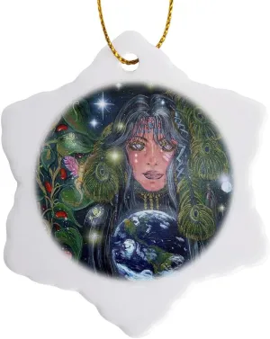 3dRose Snowflake Ornament - Mother Earth s Tears - 3-inches (ORN_4012_1)