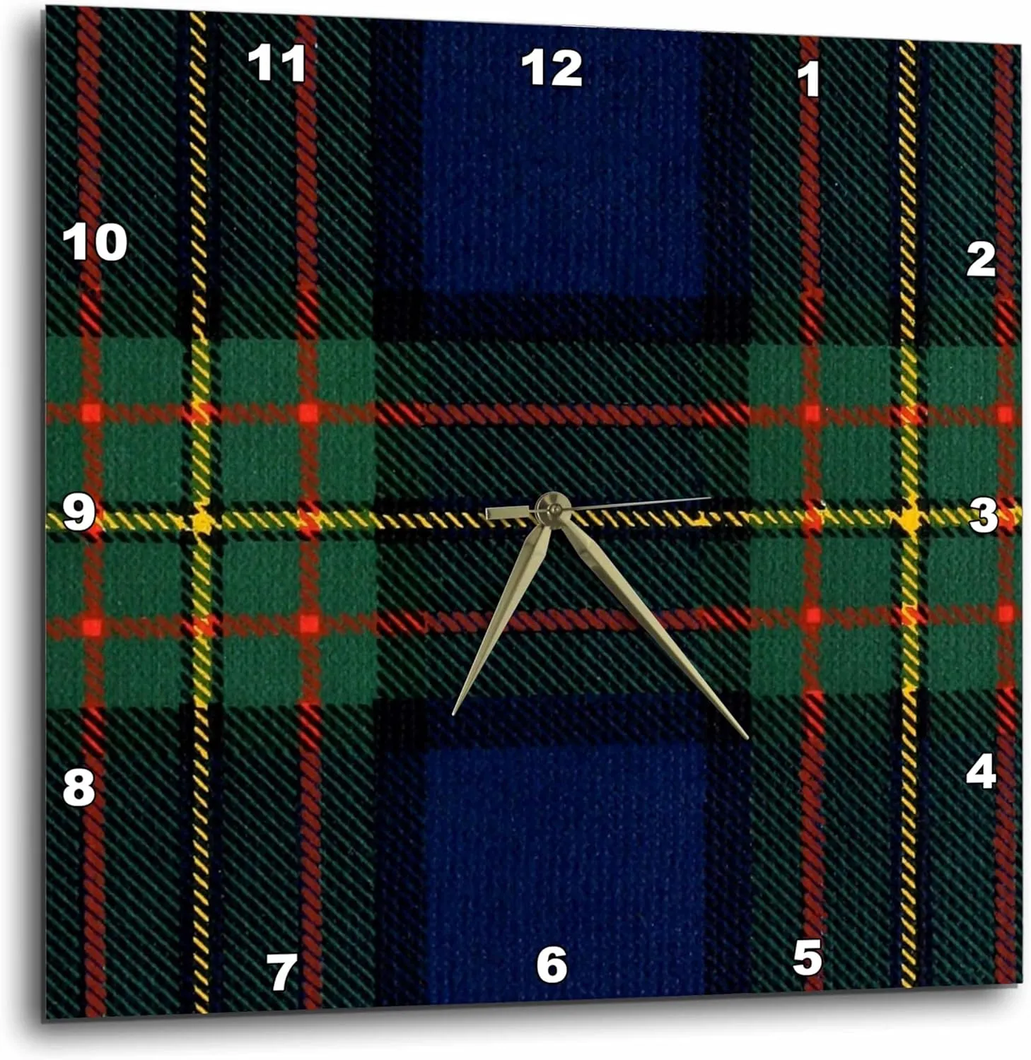 3dRose Wall Clock Silent - 15 inch - Image of Maclaren Clan Kilt Scottish Tartan Plaid Pattern - Patterns- Tartan and Plaid