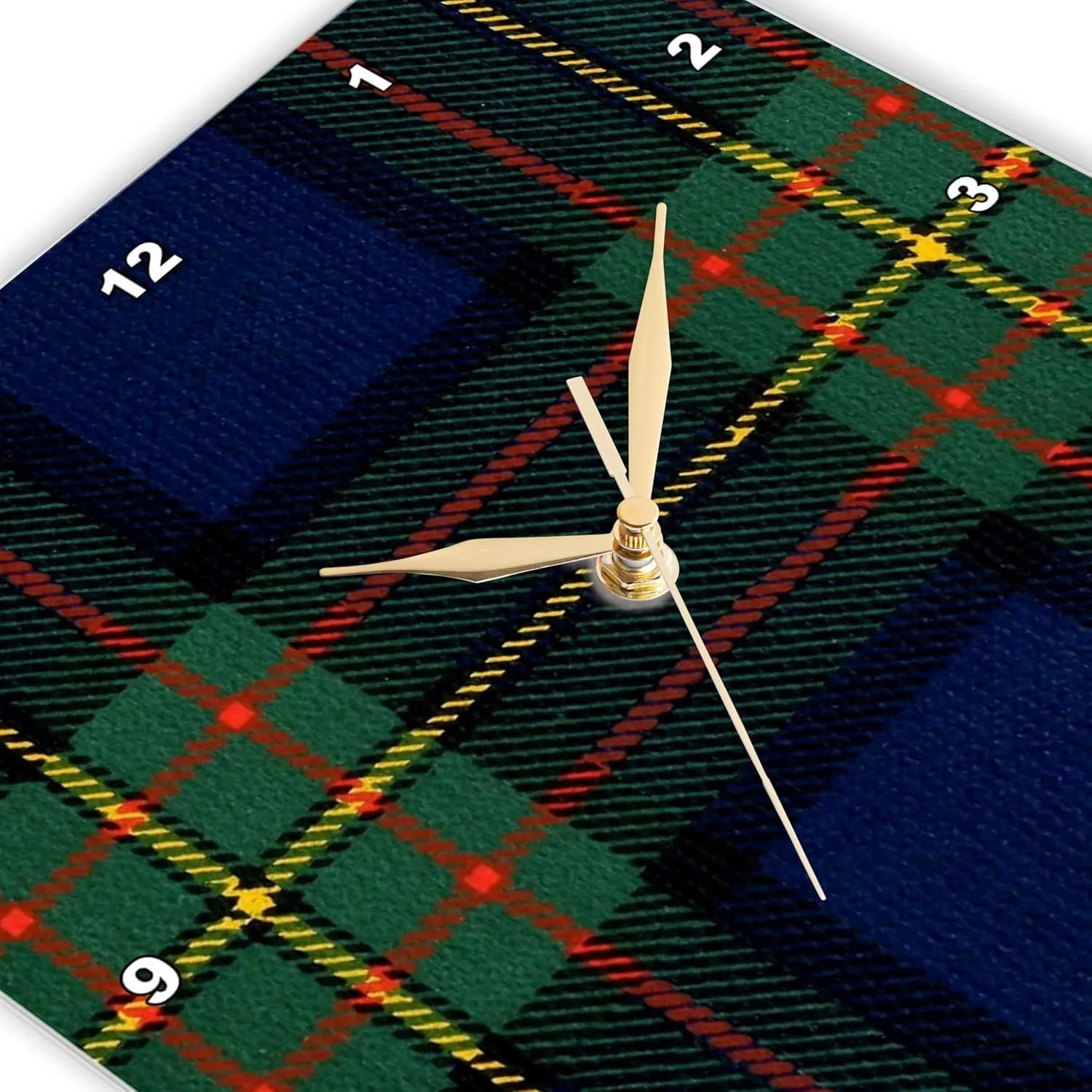 3dRose Wall Clock Silent - 15 inch - Image of Maclaren Clan Kilt Scottish Tartan Plaid Pattern - Patterns- Tartan and Plaid