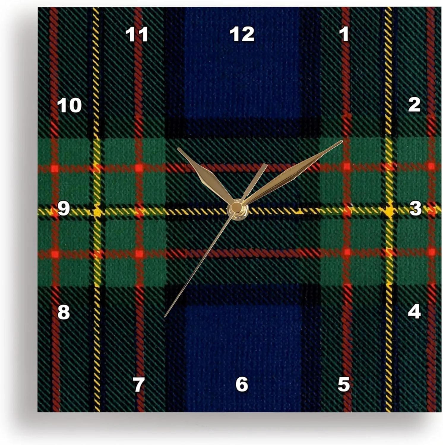 3dRose Wall Clock Silent - 15 inch - Image of Maclaren Clan Kilt Scottish Tartan Plaid Pattern - Patterns- Tartan and Plaid