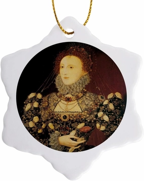 3dRose ORN_128071_1 Queen Elizabeth I by Nicholas Hilliard Snowflake Ornament Porcelain, 3-Inch