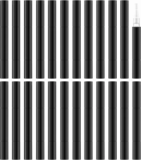3ml Empty Nail Oil Pen with Brush, Twist Pen for Tooth Whitening, Gel Lip Gloss Container, Eyelash Growth Liquid Tube(Black, 24 PCS)
