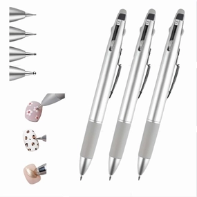 3pc 5in1 Dual Ended Nail Art Silicone Dotting Pen Nail Mirror Powder Brush Painting Pen Nails Smudge DIY Design Manicure Brush Tools