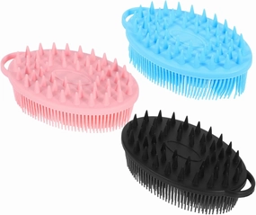 3pcs Dual Sided Silicone Bath Brush Soft Body Scrubber for Sensitive Skin Exfoliating Shower Tool with Gentle Cleansing Skin Types