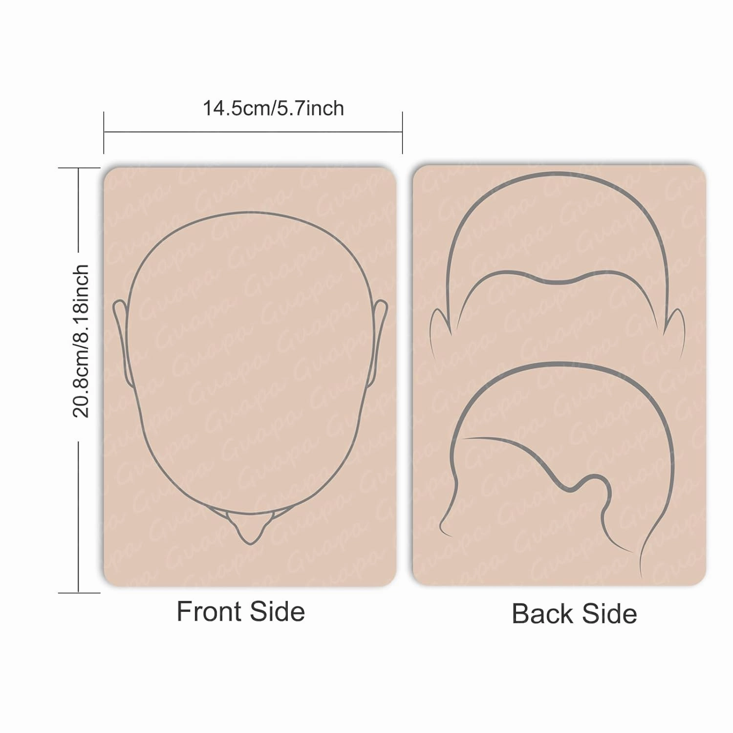3pcs Tattooing and Permanent Makeup Practice Skin Scalp Micropigmentation Supplies Double-Sided SMP Silicone Sheet (Pink Skin- Blank Face and Scalp Template)