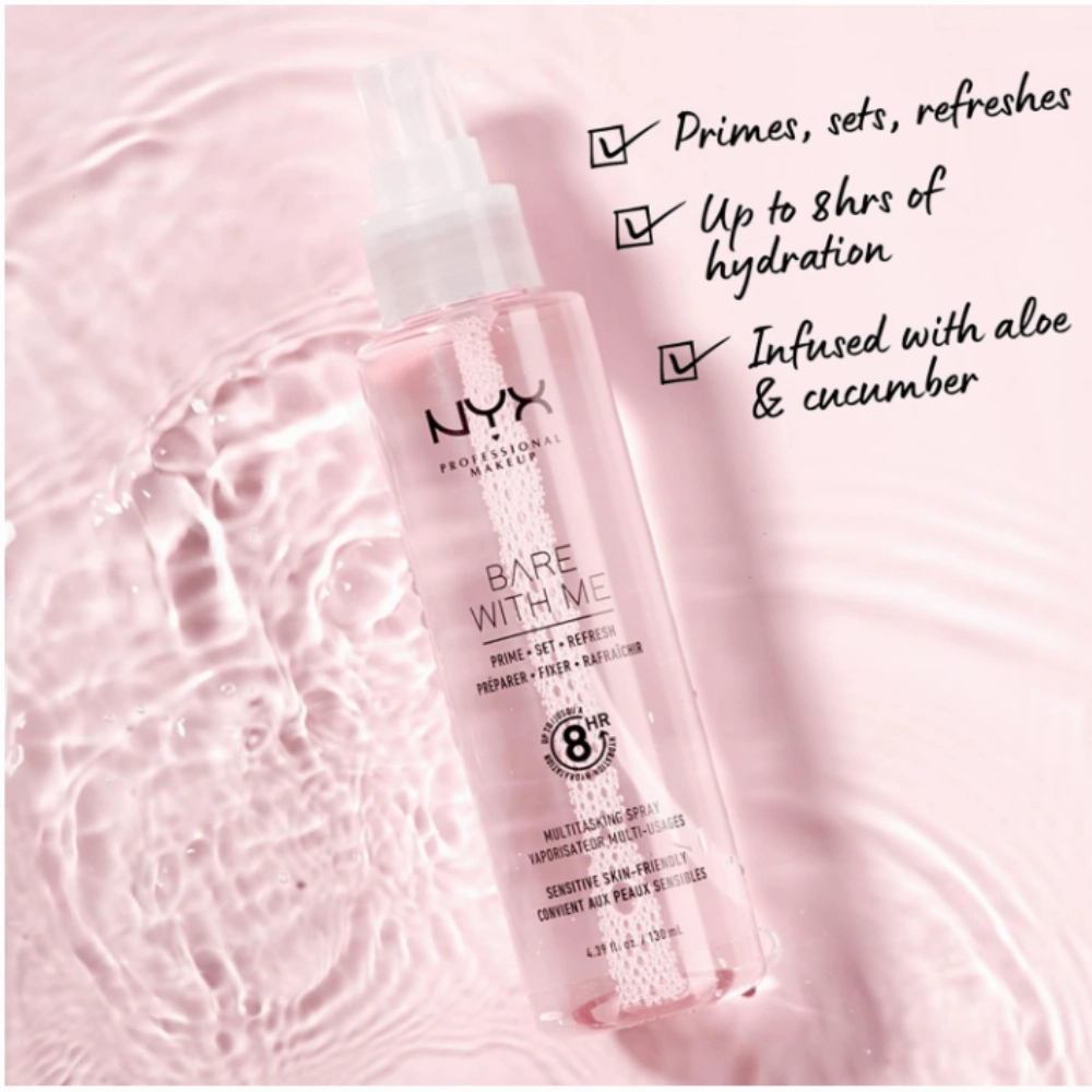 3x NYX Bare With Me Prime Set Refresh Multitasking Spray 130ml