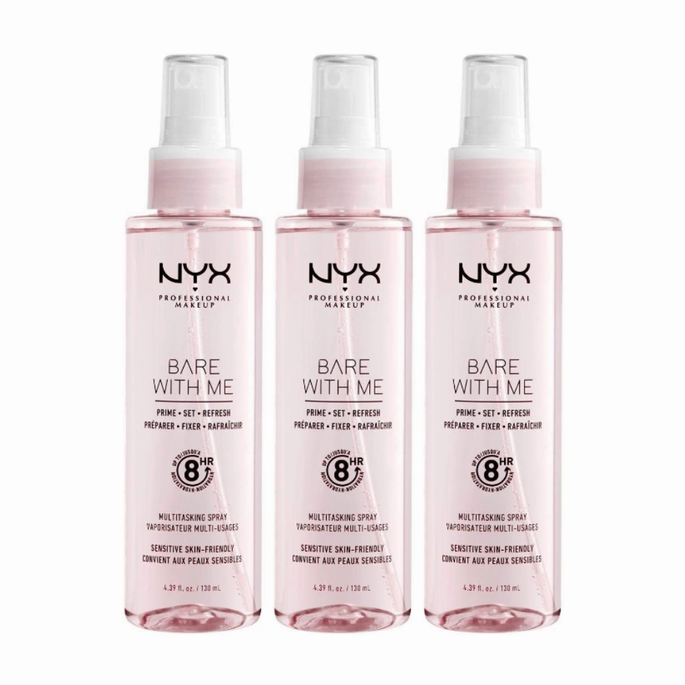 3x NYX Bare With Me Prime Set Refresh Multitasking Spray 130ml