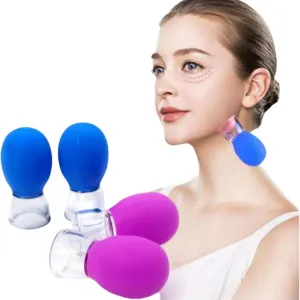 4 Piece Cupping Device - Vacuum Negative Pressure Walking Cupper. Glass Massager Cupping Cup. Scraping and Slimming Meridians, Fat Reduction and Anti Wrinkle. For Face and Body