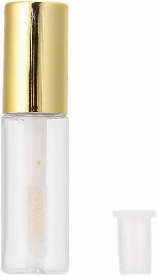 45pcs 1.2ml Gold Mini Refillable Empty Lip Gloss Tubes with Brush, Rubber, Transparent Body for Easy Refill and Viewing Remaining Capacity