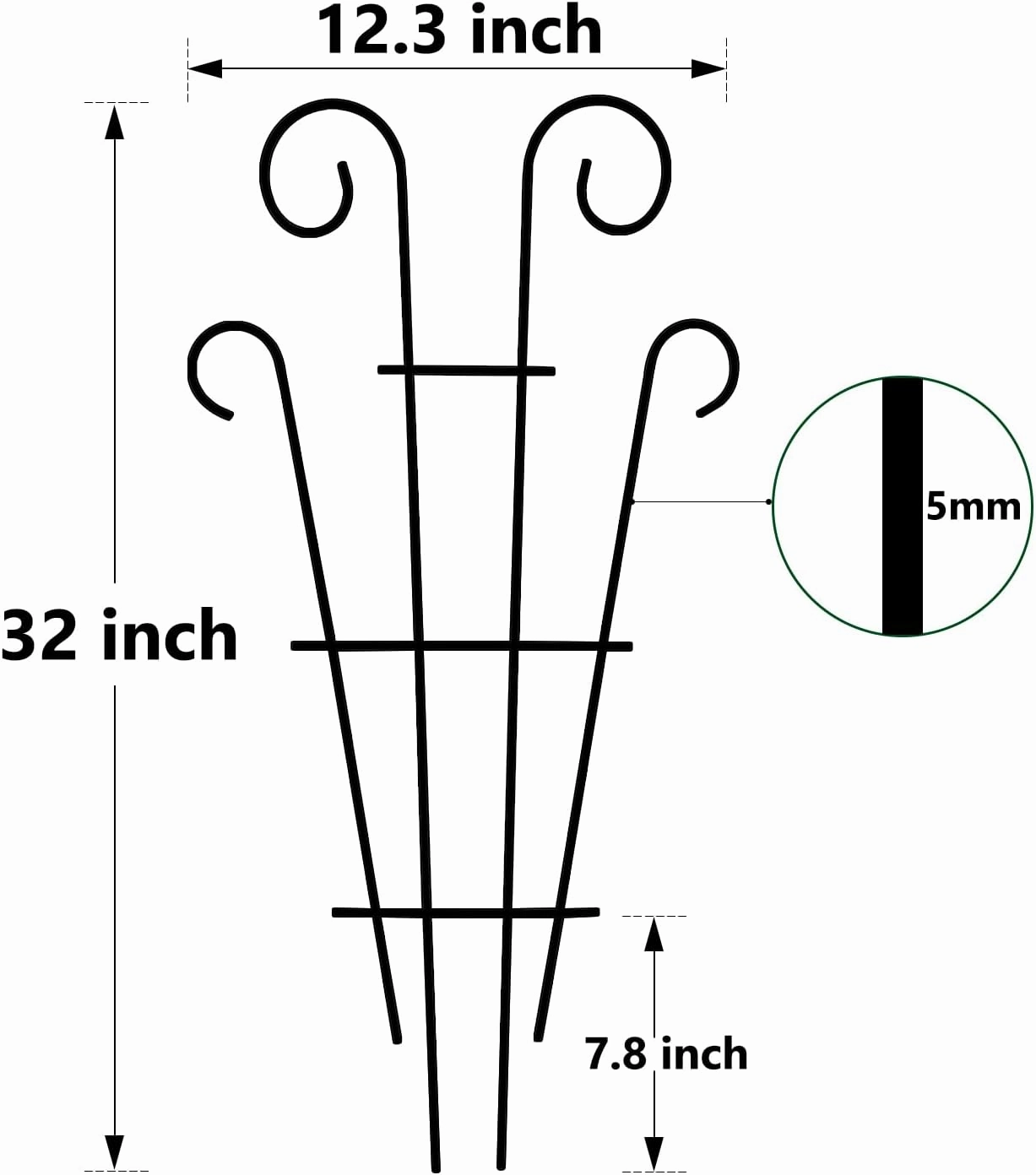 4 Pack 32'' Indoor Plant Trellis for Potted Plants Climbing, Outdoor Metal Garden Trellis Houseplants Flowers Vine Ivy,Wave Shape, Black