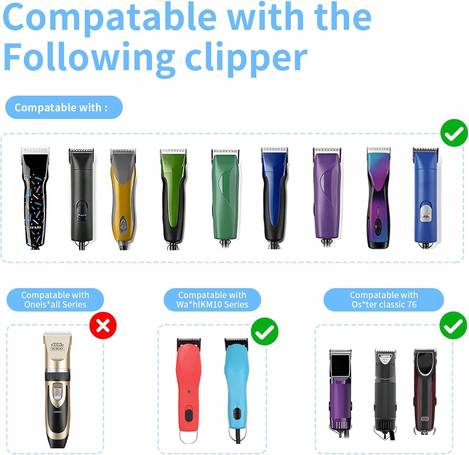 4FC 5FC 7FC 3-3/4FC Detachable Dog Grooming Blades, Compatible with Andis, Oster A5, Wahl KM10 Series Clippers, Cut Length 3.2mm-13mm, Silver
