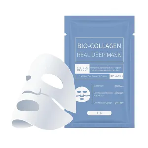 4Pcs Bio Collagen Mask, Collagen Hydrating Face Mask, Deeply Moisturizes Firms Skin to Improve Facial Wrinkles Pore Minimizing (Blue)