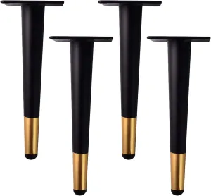 4pcs Metal Furniture Legs, Feet, Cabinet Legs Conical Furniture Legs Straight Cone Furniture Legs Interchangeable for Armchairs Sofa Bed Ottoman Coffee Table