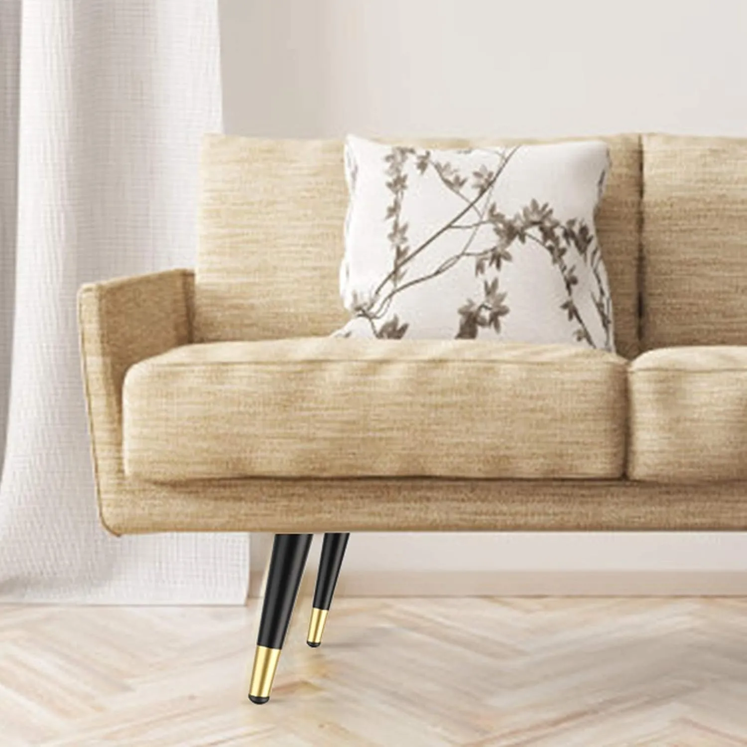 4pcs Metal Furniture Legs, Feet, Cabinet Legs Conical Furniture Legs Straight Cone Furniture Legs Interchangeable for Armchairs Sofa Bed Ottoman Coffee Table