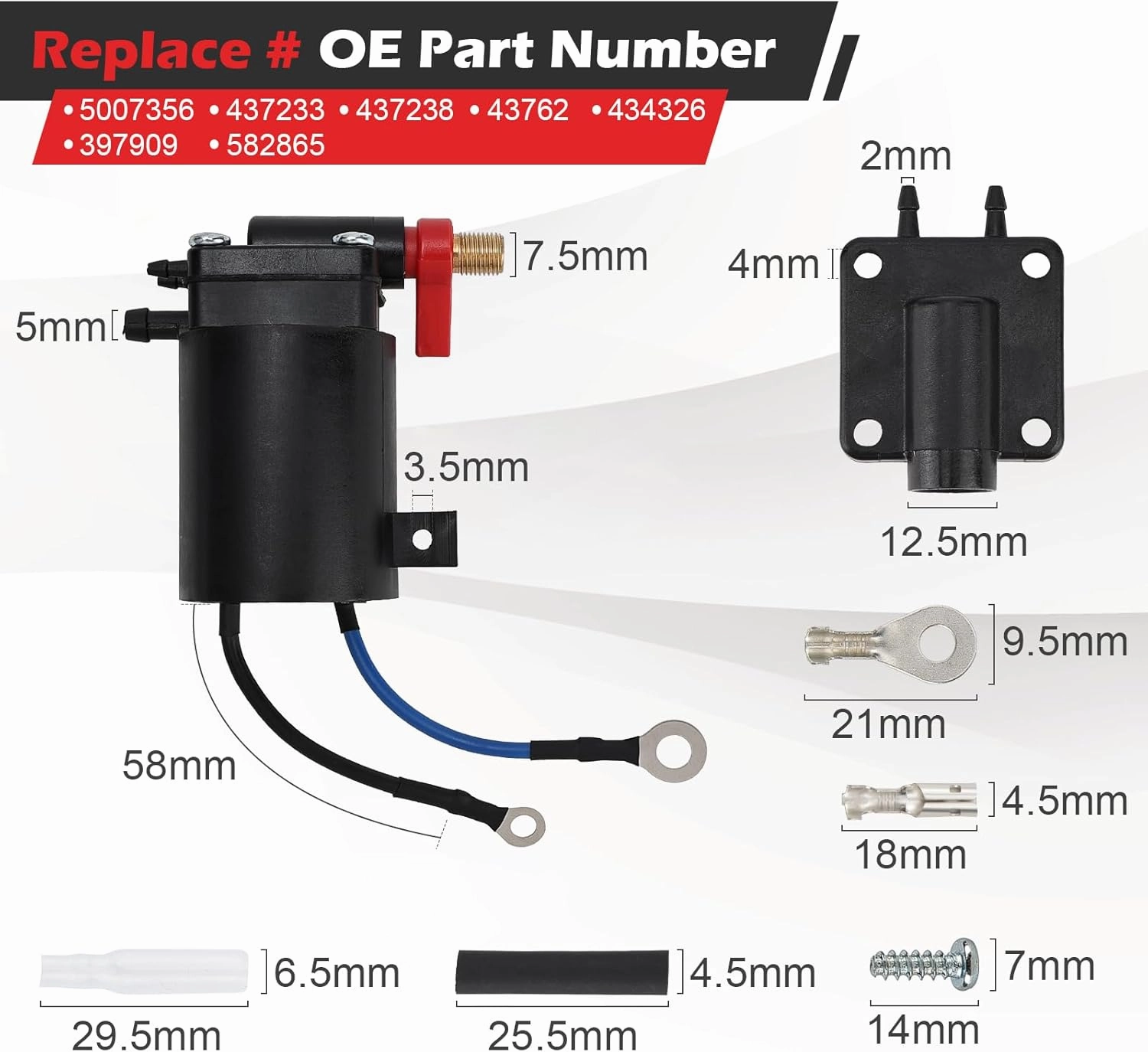 5007356 Fuel Primer Choke Solenoid for OMC Johnson Evinrude Replace# 5007356 5828665 397909 (5007356, 1PCS)