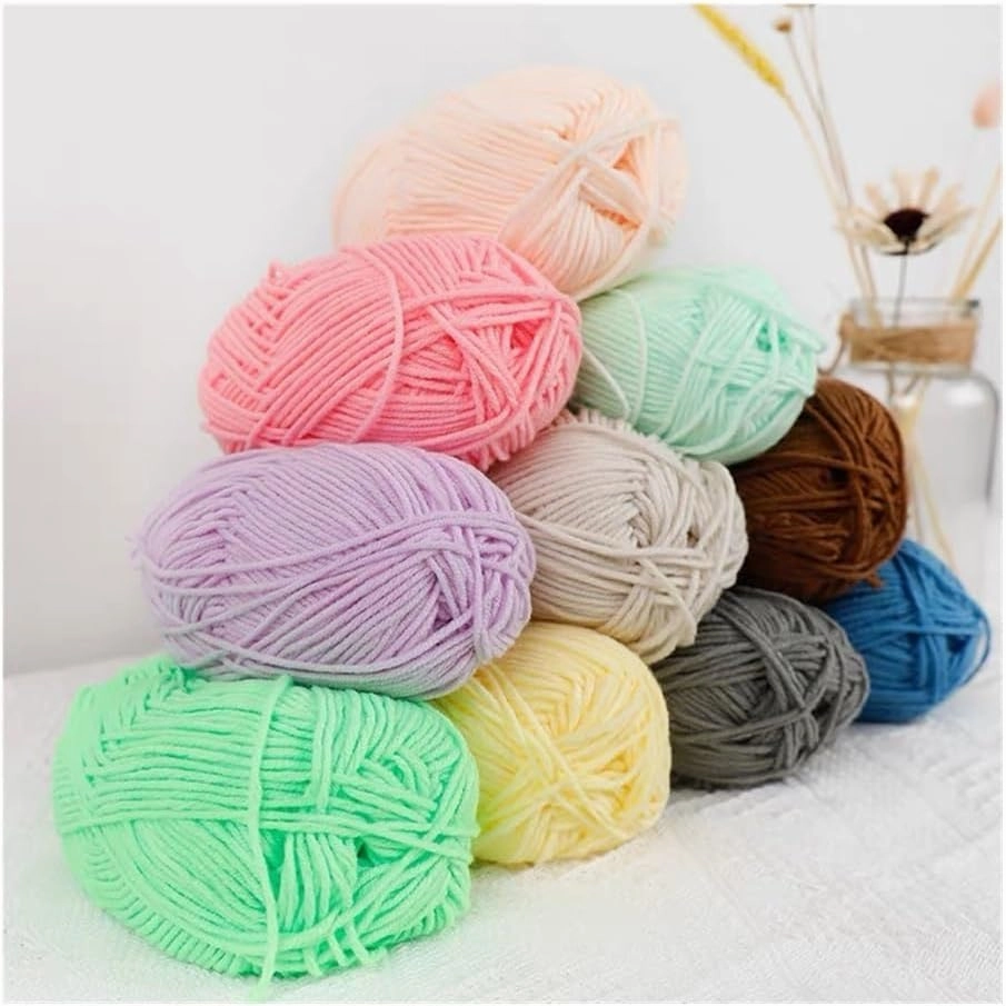 50g/Set Soft Milk Cotton Yarn for Crochet Threads for Knitting Wool DIY Craft Sweater Hat Wool Hand Knitting(22 Bud Green)