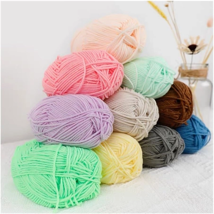 50g/Set Soft Milk Cotton Yarn for Crochet Threads for Knitting Wool DIY Craft Sweater Hat Wool Hand Knitting(22 Bud Green)