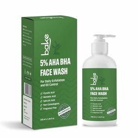5% AHA BHA Face Wash with 2% Salicylic Acid, Glycolic Acid & Mandelic Acid for Open Pores, Acne & Dark Spots | For Oily Acne Prone Skin | Daily Exfoliation & Oil Control - 100ml