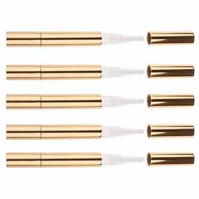 5 Pcs l Travel Empty Pen Cosmetic Container Tube Nail Tool | Portable Lip Gloss Nail Polish Essential Oil Container | Easy Filling and Carry | Gold/S - Gold