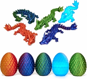 5Pcs 3D Printed Dragon Egg with Dragon Inside, Fidget Toy Articulated Crystal Dragon, Home Office Decor Executive Desk Toys for Autism/ADHD