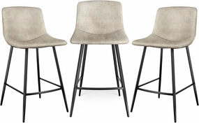 5Rcom 600 lbs Counter Height Bar Stools Set of 3, 24 Inch Leathaire Barstools with Back, Bar Chairs with Metal Legs for Kitchen Island, Dining Room, Party Room & Restaurant, (Beige)