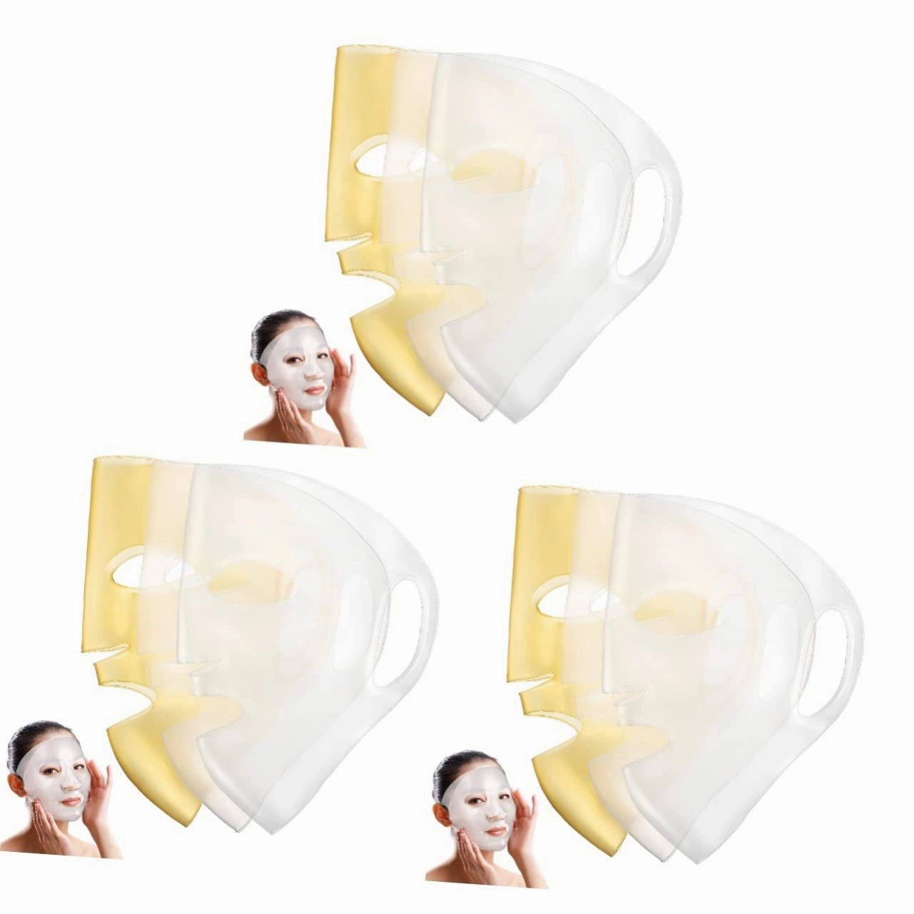 5sets Gold Reusable Face Masks Face Sheets Reusable Silicone Mask Covers Bulk 3d Silicone 3pcs*5