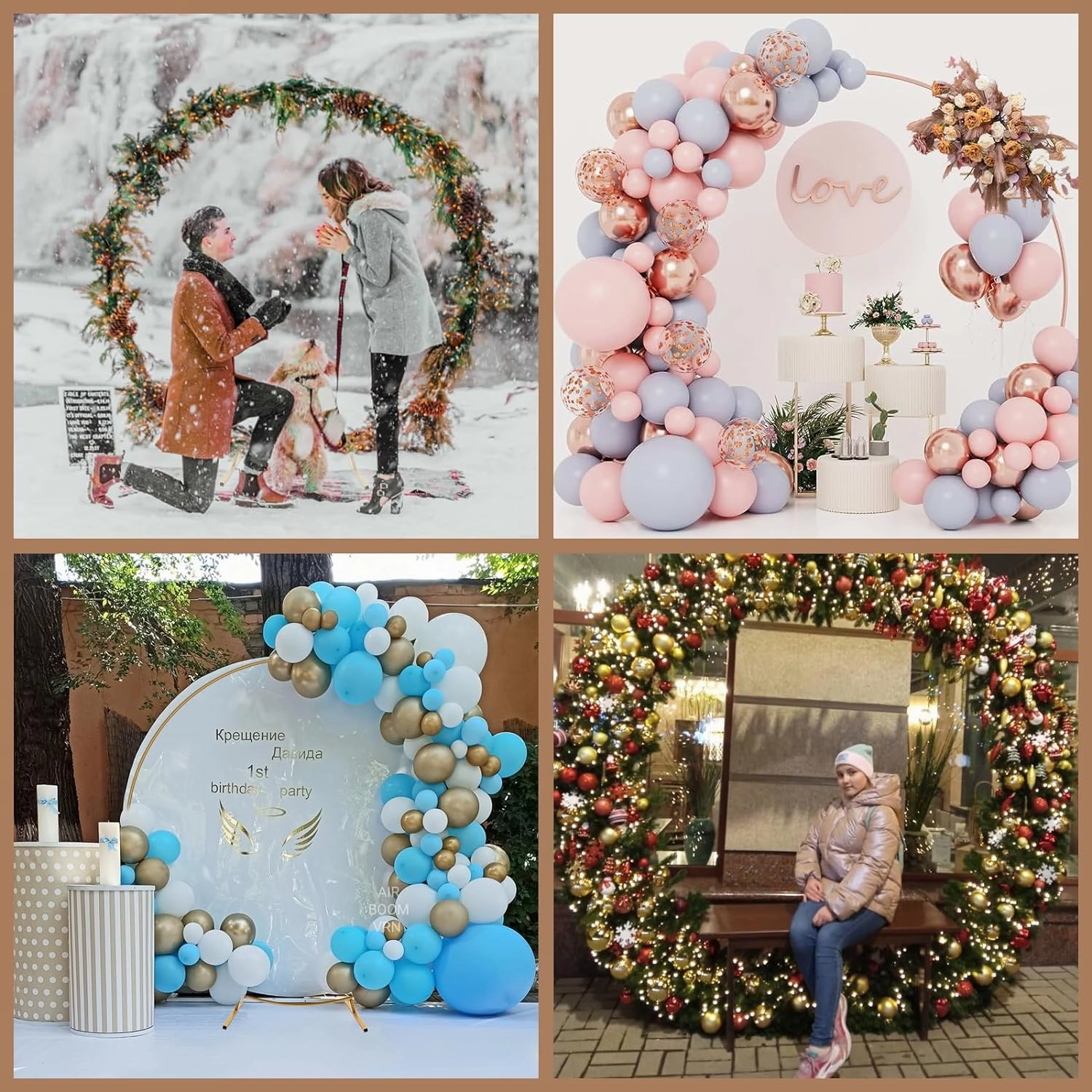 6.6FT Balloon Arch Stand Metal Round Backdrop Stand Circle Balloon Arch Frame Wedding Arches with Storage Bag for Ceremony Birthday Party Baby Shower Decoration
