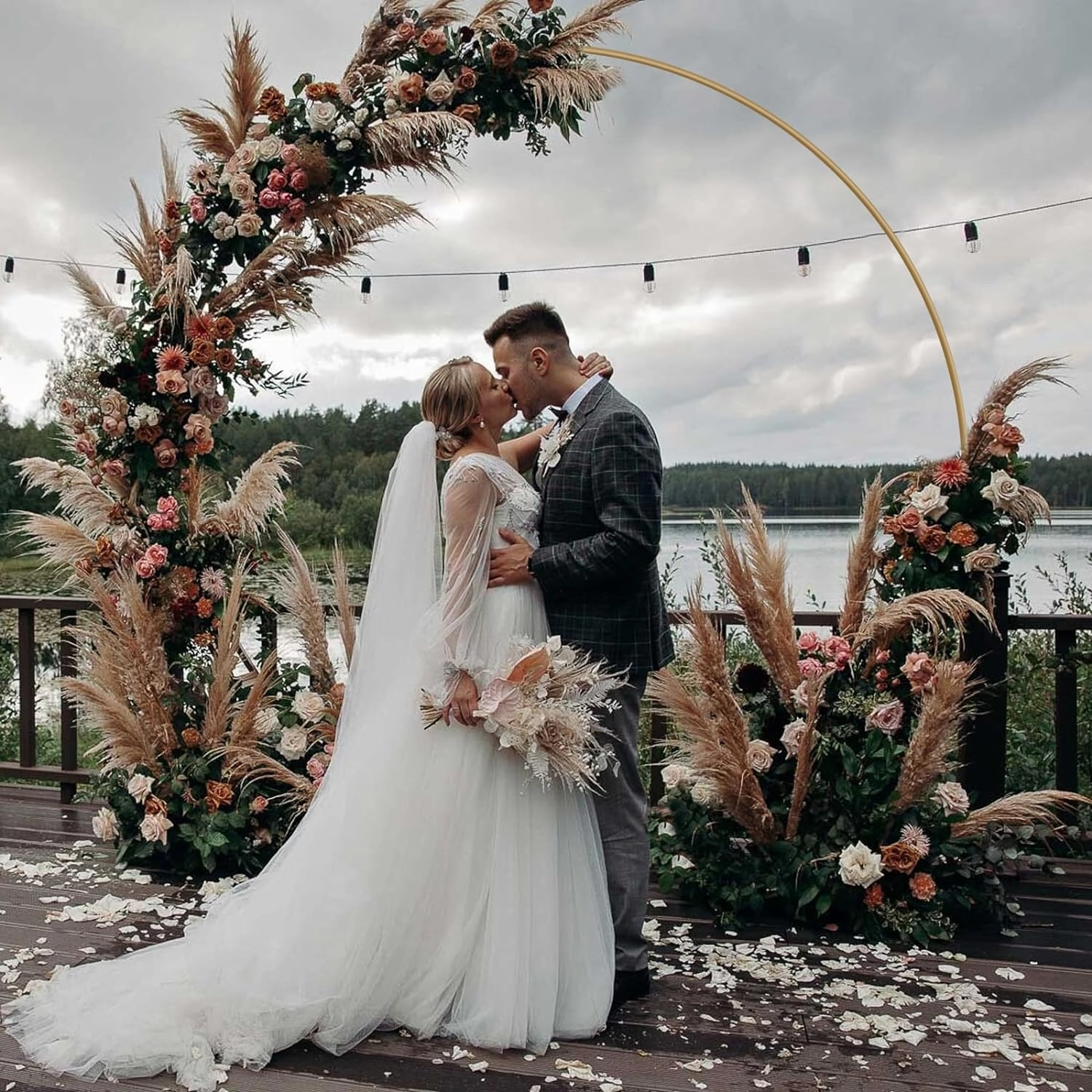6.6FT Balloon Arch Stand Metal Round Backdrop Stand Circle Balloon Arch Frame Wedding Arches with Storage Bag for Ceremony Birthday Party Baby Shower Decoration