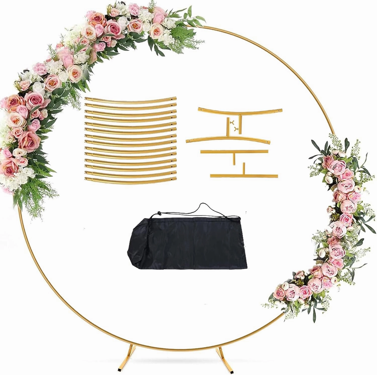 6.6FT Balloon Arch Stand Metal Round Backdrop Stand Circle Balloon Arch Frame Wedding Arches with Storage Bag for Ceremony Birthday Party Baby Shower Decoration