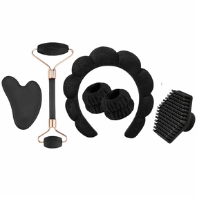 6pcs Facial Care Tools Set, Spa headband wristband and Silicone facial cleansing brush, Jade Roller and Gua Sha Tools Set, suitable for women's personal care and self-care gifts