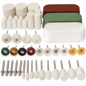 72 PCS Buffing Wheel Polishing Kit Compatible with Dremel, with Polish Compound, Rotary Tool Accessories with 1/8" Shank, Abrasive Wheel Buffing Polishing Wire Brushes Wool Felt Cotton Mounted
