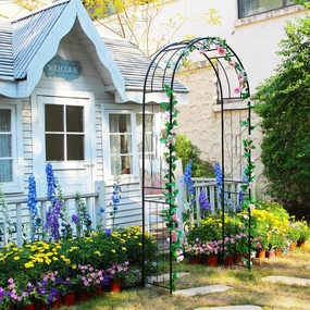 7.9 Ft High x 3.8 Ft Wide Metal Black Garden Arbor Garden Arch Trellis, Wedding Arches for Ceremony, Patio Trellis Archway Pergola, Plants Support Frame for Rose Vines