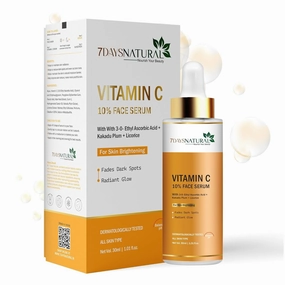 7. Days Natural Vitamin C Face Serum For Daily Brightness 30 ml | Face serum for glowing skin | Reduces Dark Spots & Evens Skin Tone | Fragrance Free | For Men and Women | All Skin Types