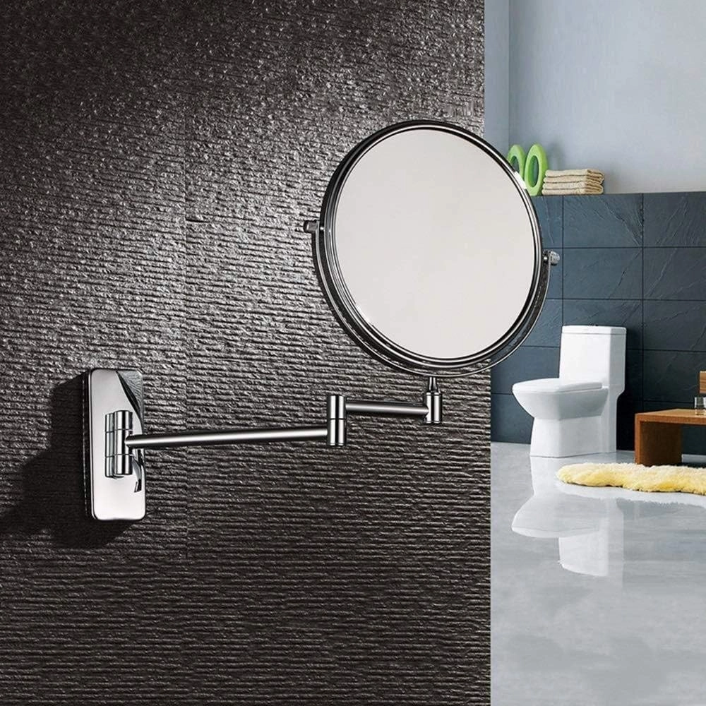 8 Inch Makeup Mirror Bathroom Double-Sided Vanity Mirror Wall Hanging Folding 5 Times Magnifying Mirror