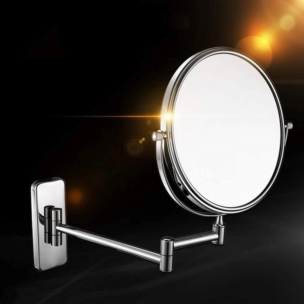 8 Inch Makeup Mirror Bathroom Double-Sided Vanity Mirror Wall Hanging Folding 5 Times Magnifying Mirror