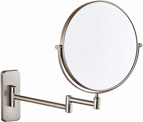 8-Inch Wall Mount Makeup Mirror Two-Sided Extension Wall Mount Mirror, 360 Degree Swivel Bathroom Mirror, 10X Magnification, 12-Inch Extension, Chrome, Round, Bedroom Or Bathroom (Color : Nickelwired