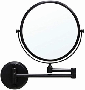 8-Inch Wall Mounted Makeup Mirror, 3X Magnification Round Shape Two-Sided 360° Swivel Extendable Bathroom Cosmetic Vanity Mirror Polished Chrome Finished,Silver (Color : Black)