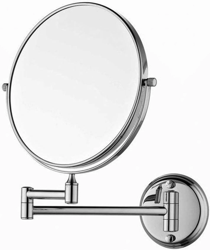 8-Inch Wall Mounted Makeup Mirror, 3X Magnification Round Shape Two-Sided 360° Swivel Extendable Bathroom Cosmetic Vanity Mirror Polished Chrome Finished,Silver(Silver)