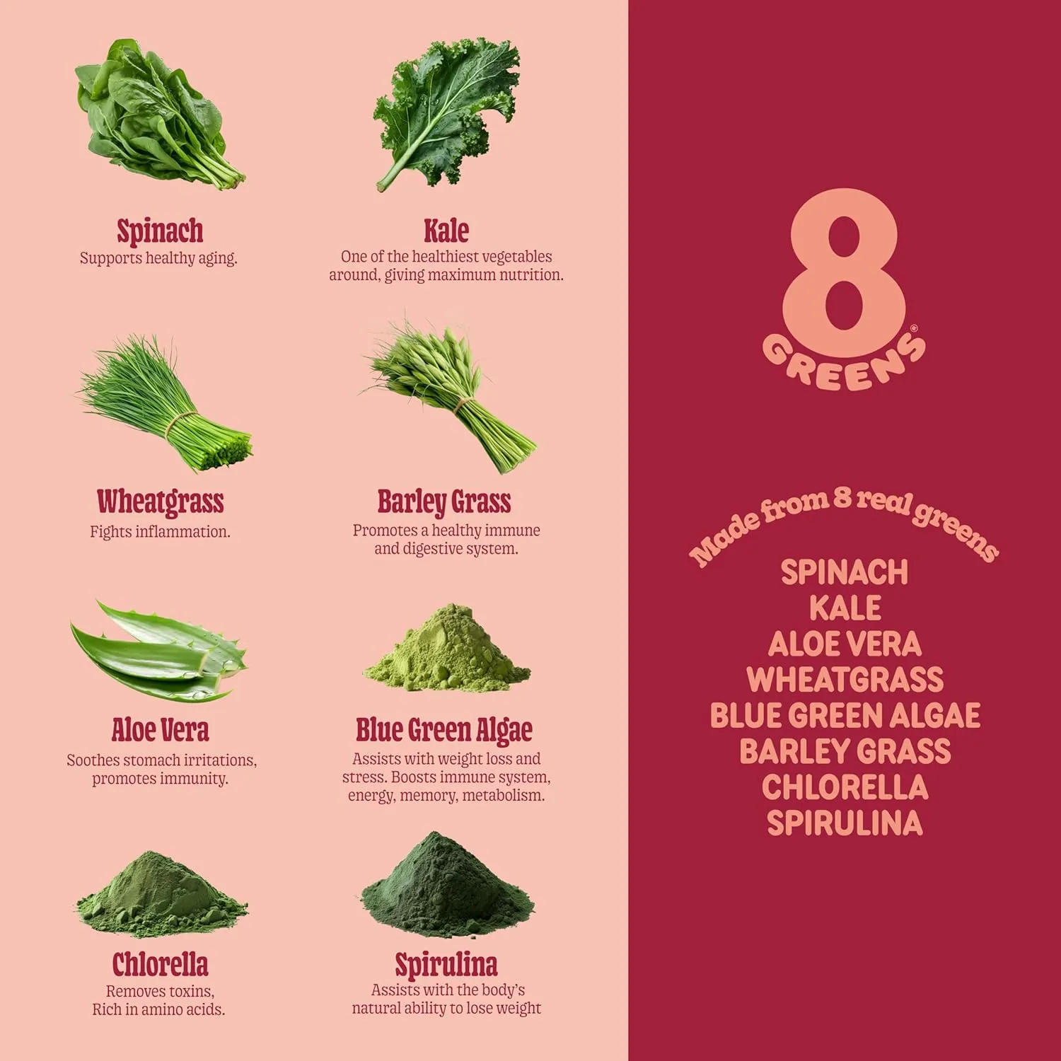 8Greens Supergreens Gummies | Super Greens Powder Superfood Gummy for Metabolism, Immunity & Focus, Digestive Health Enzymes, Organic: Chlorella, Spirulina, Aloe Vera, Peach Flavor, 100 Count
