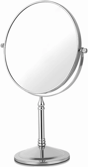 8In Double Sided Makeup Mirror, 360° Swivel Tabletop Mirror Round Vanity Mirror for Bedroom,Chrome,3X