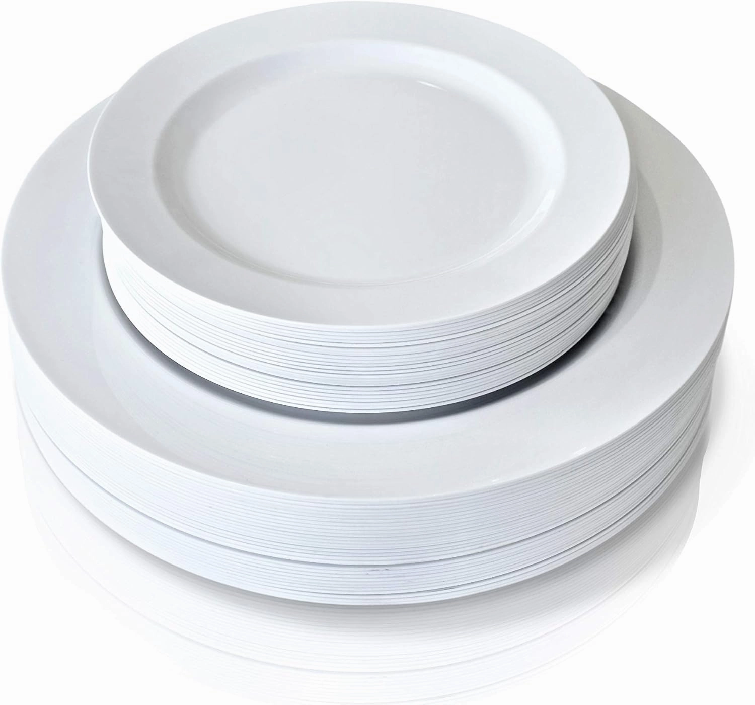 " OCCASIONS " 120 Plates Pack,(60 Guests) Heavyweight Premium Wedding Party Disposable Plastic Plates Set -60 x 10.5'' Dinner   60 x 7.5'' Salad/Dessert (Plain White)