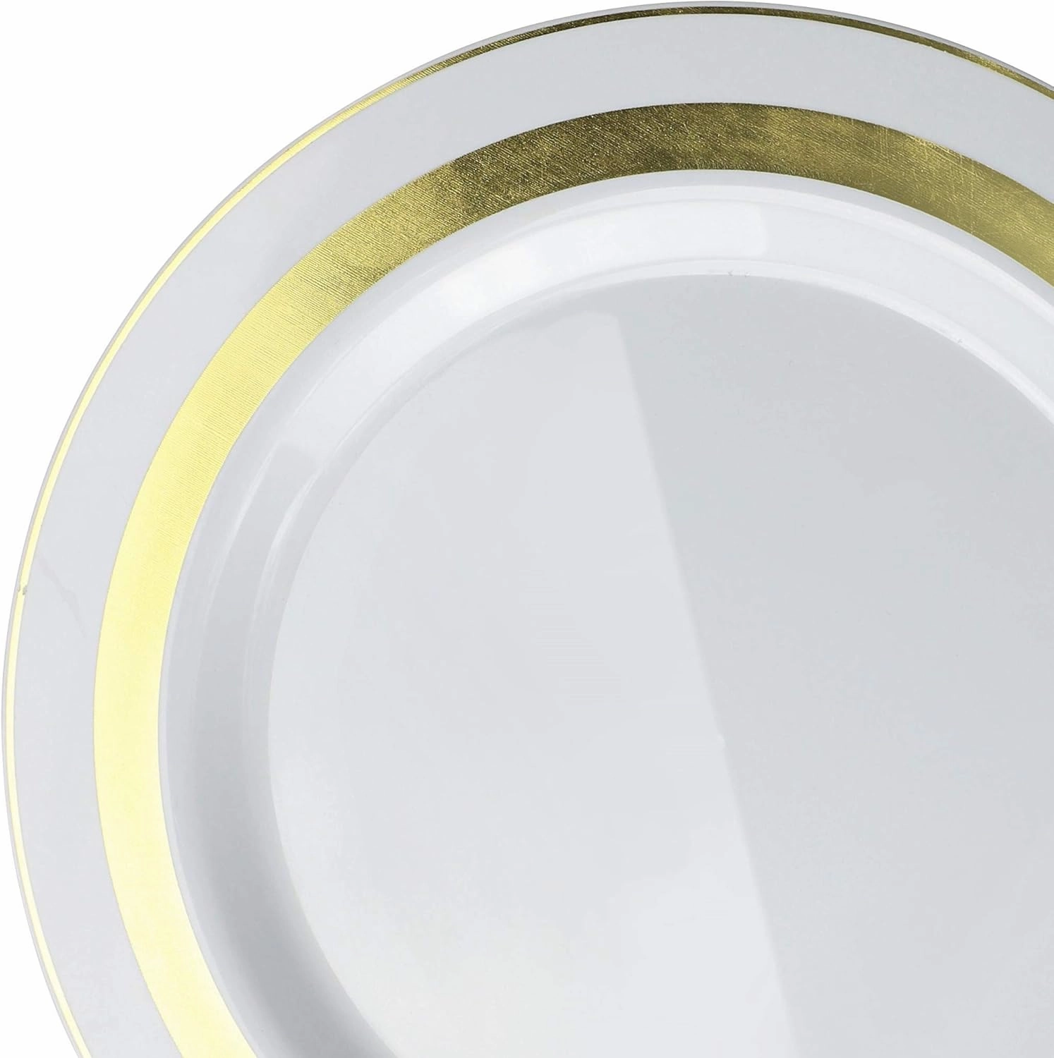 " OCCASIONS " 120 Plates Pack,(60 Guests) Heavyweight Premium Wedding Party Disposable Plastic Plates Set -60 x 10.5'' Dinner   60 x 7.5'' Salad/Dessert (Soleil White & Gold)